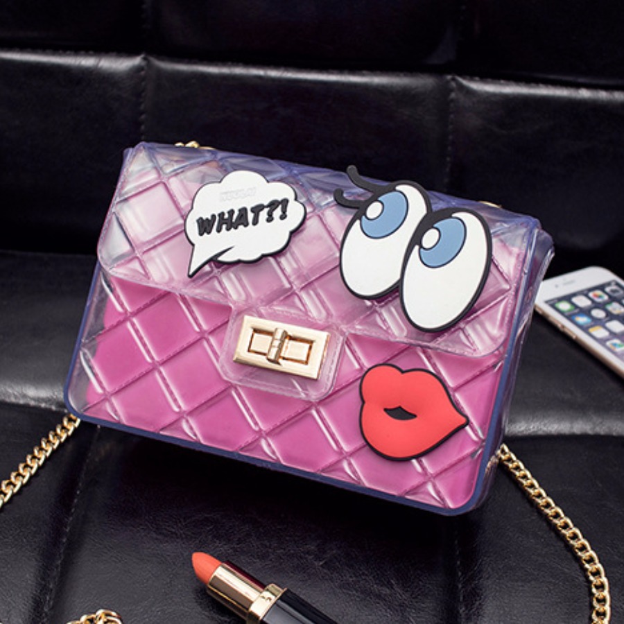 

lovely Chic Print See-through Rose Red Crossbody Bag