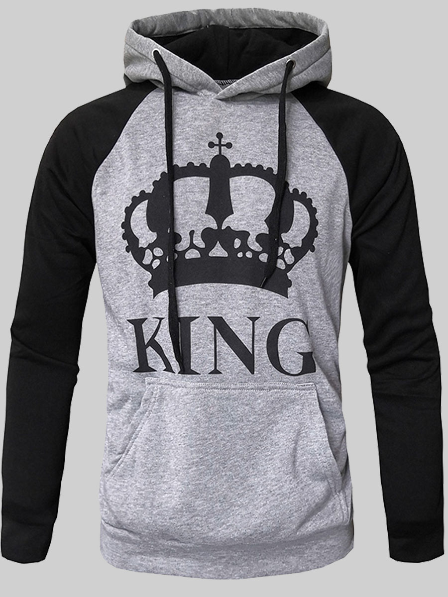 

lovely Sportswear Hooded Collar Letter Patchwork Light Grey Men Hoodie