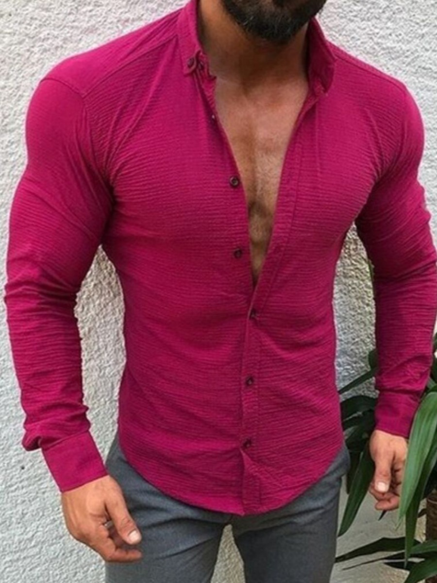 

lovely Casual Buttons Design Rose Red Men Shirt