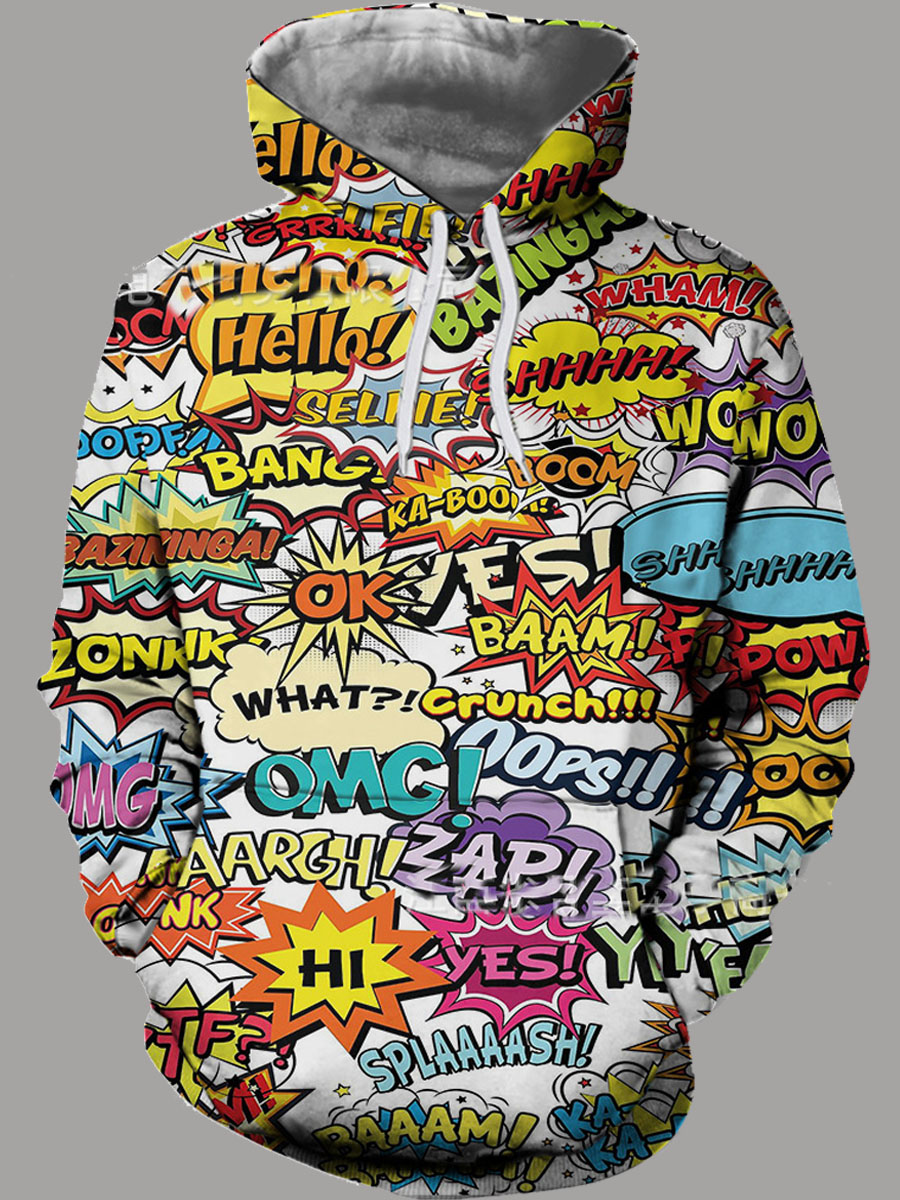

lovely Stylish Hooded Collar Letter Print Multicolor Men Hoodie, Multi