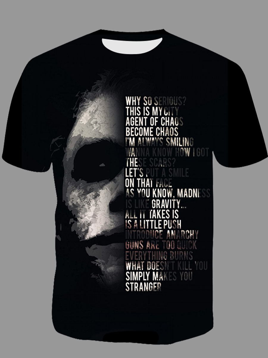 

lovely Casual O Neck Print Black Men T-shirt