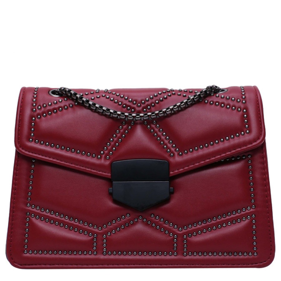 

Lovely Retro Chain Strap Wine Red Crossbody Bag