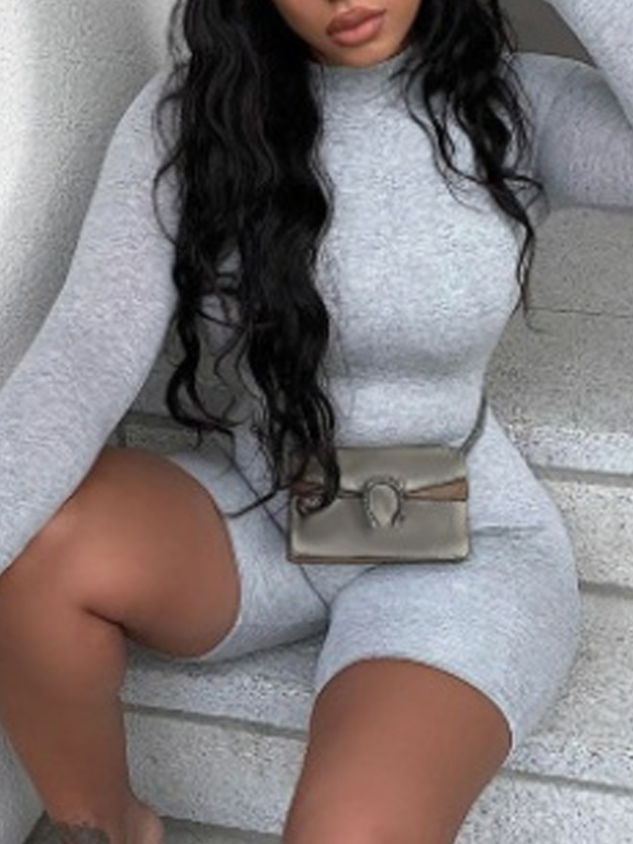 

Lovely Sportswear Basic Skinny Grey One-piece Romper