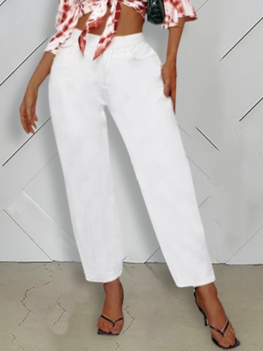 

lovely Casual Basic White Jeans