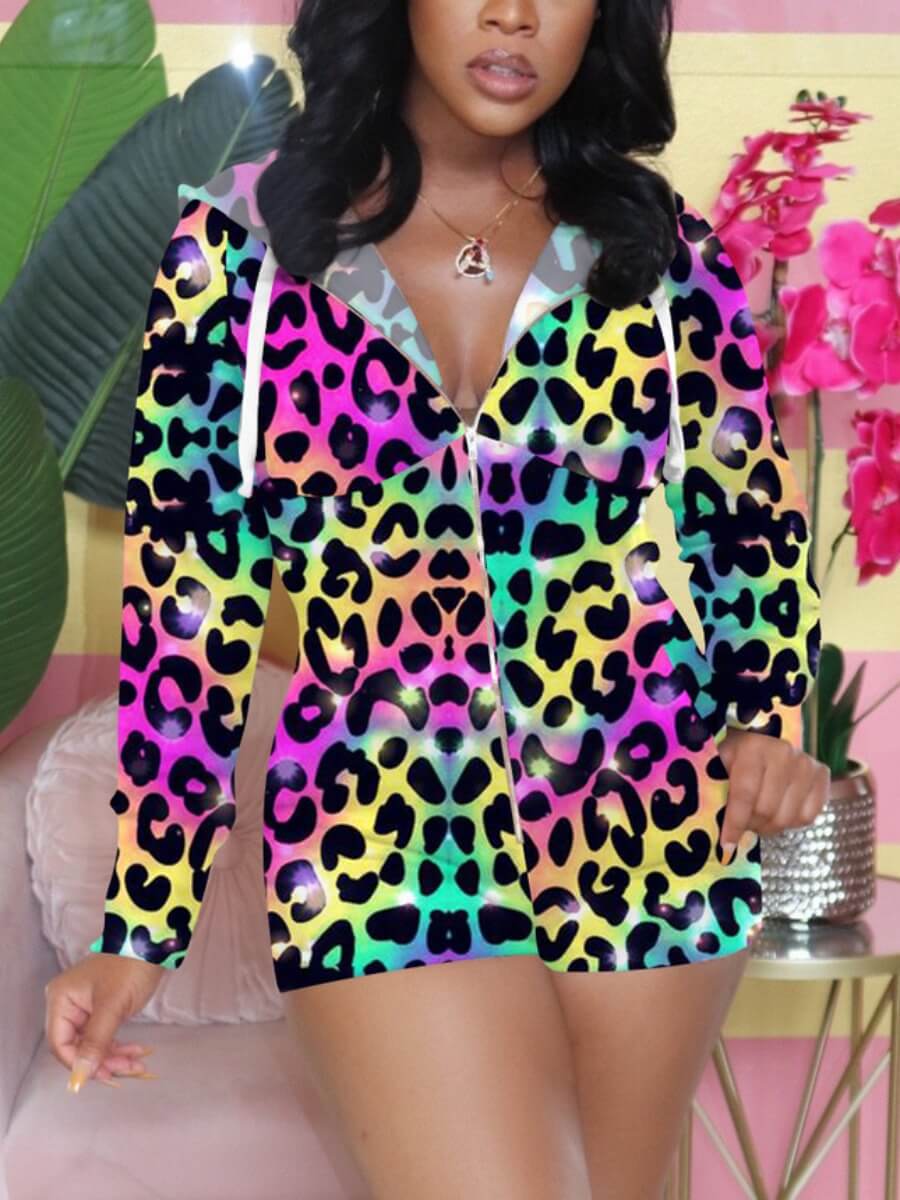 

lovely Trendy Hooded Collar Print Purple One-piece Romper