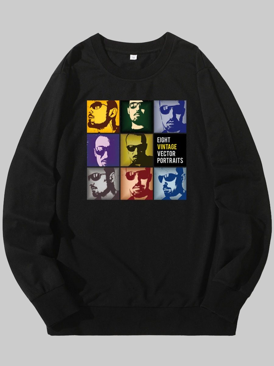 

lovely Casual O Neck Print Black Hoodie