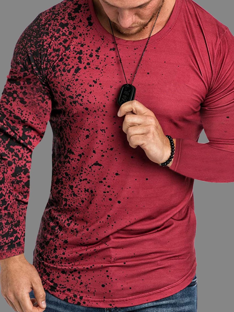 

lovely Casual O Neck Print Red Men T-shirt