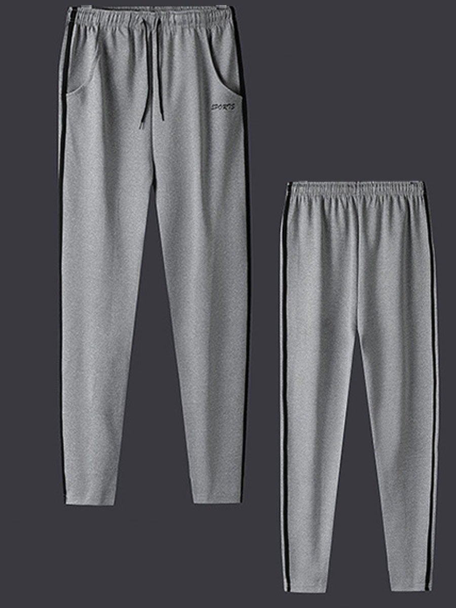 

lovely Sportswear Drawstring Patchwork Grey Men Pants