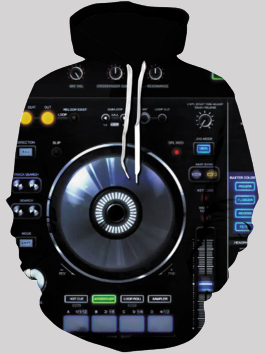 

lovely Street Hooded Collar Print Black Men Hoodie