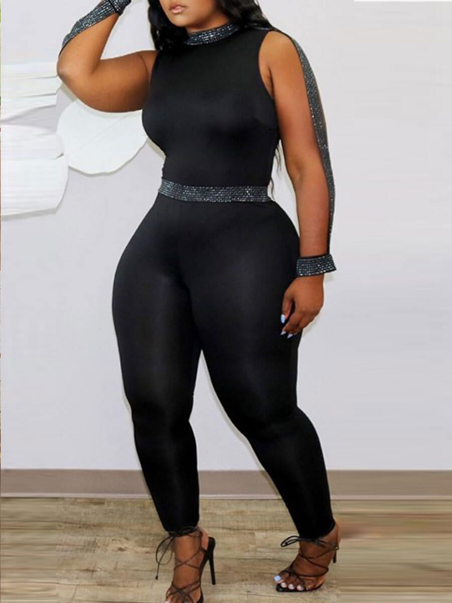 

lovely Sportswear Basic Skinny Black One-piece Jumpsuit