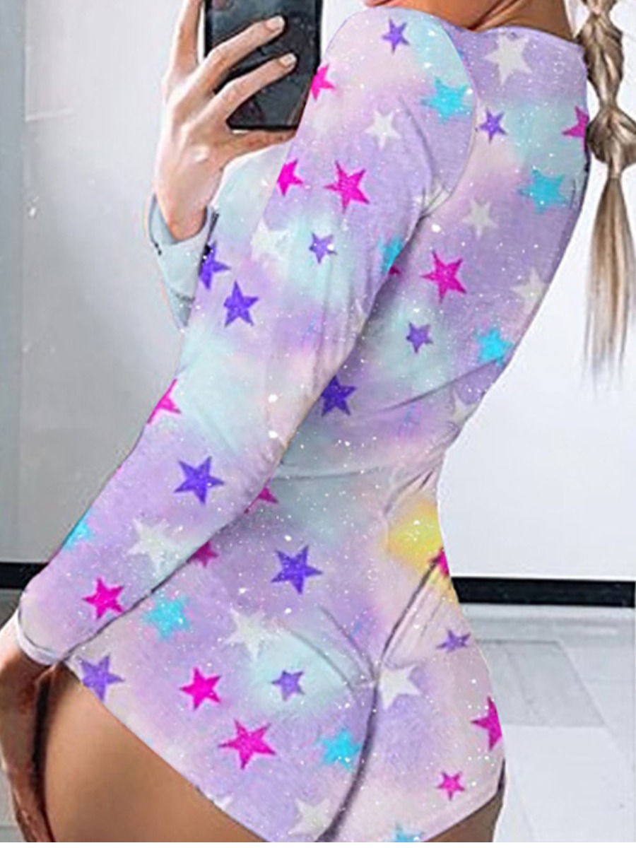 

lovely Casual Pentagram Print Purple Loungewear