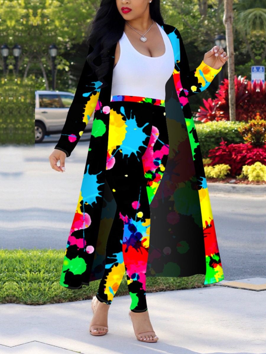 

lovely Casual Graffiti Print Black Two Piece Pants Set