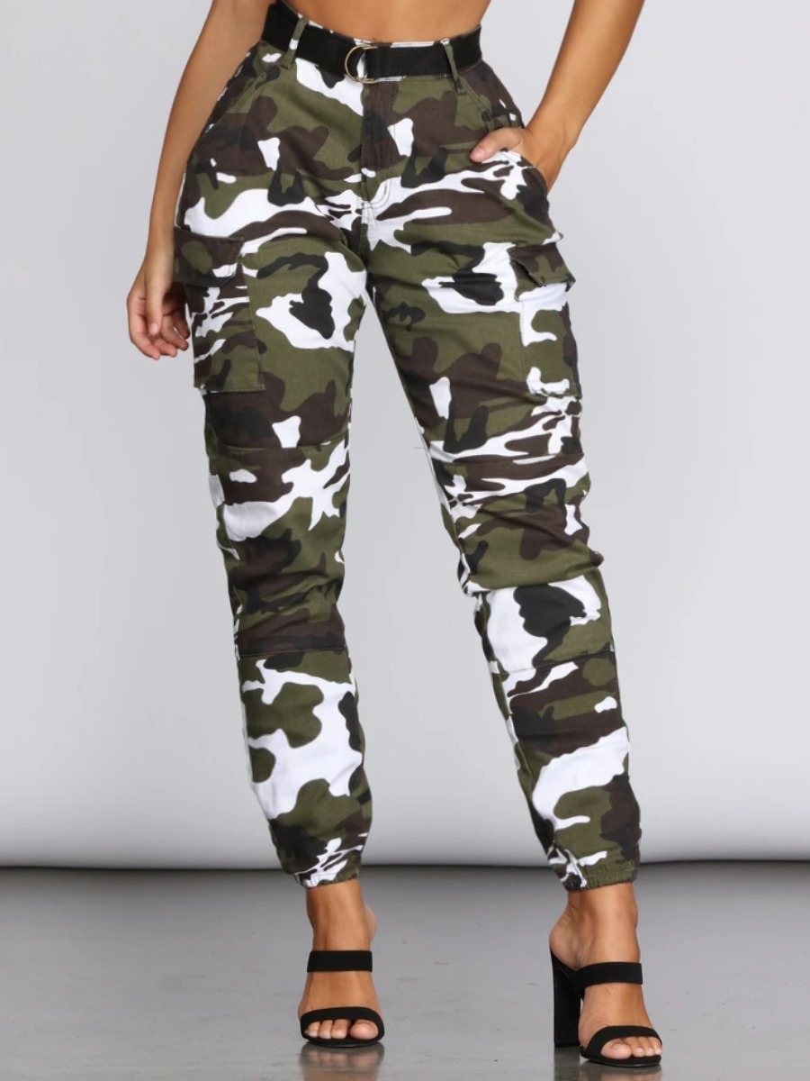

lovely Casual Camo Print White Jeans