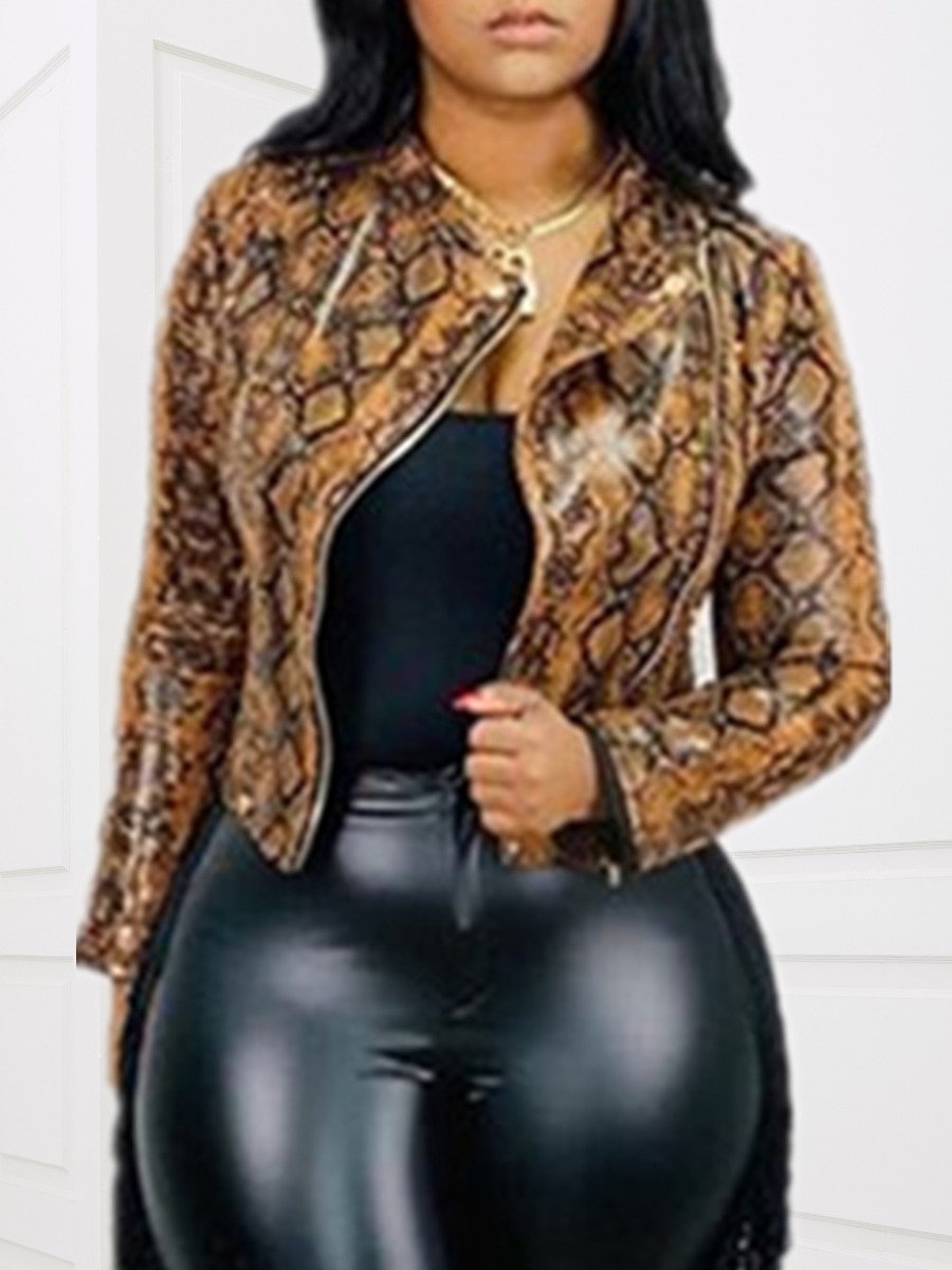 

lovely Stylish Snakeskin Print Blazer, Cobra