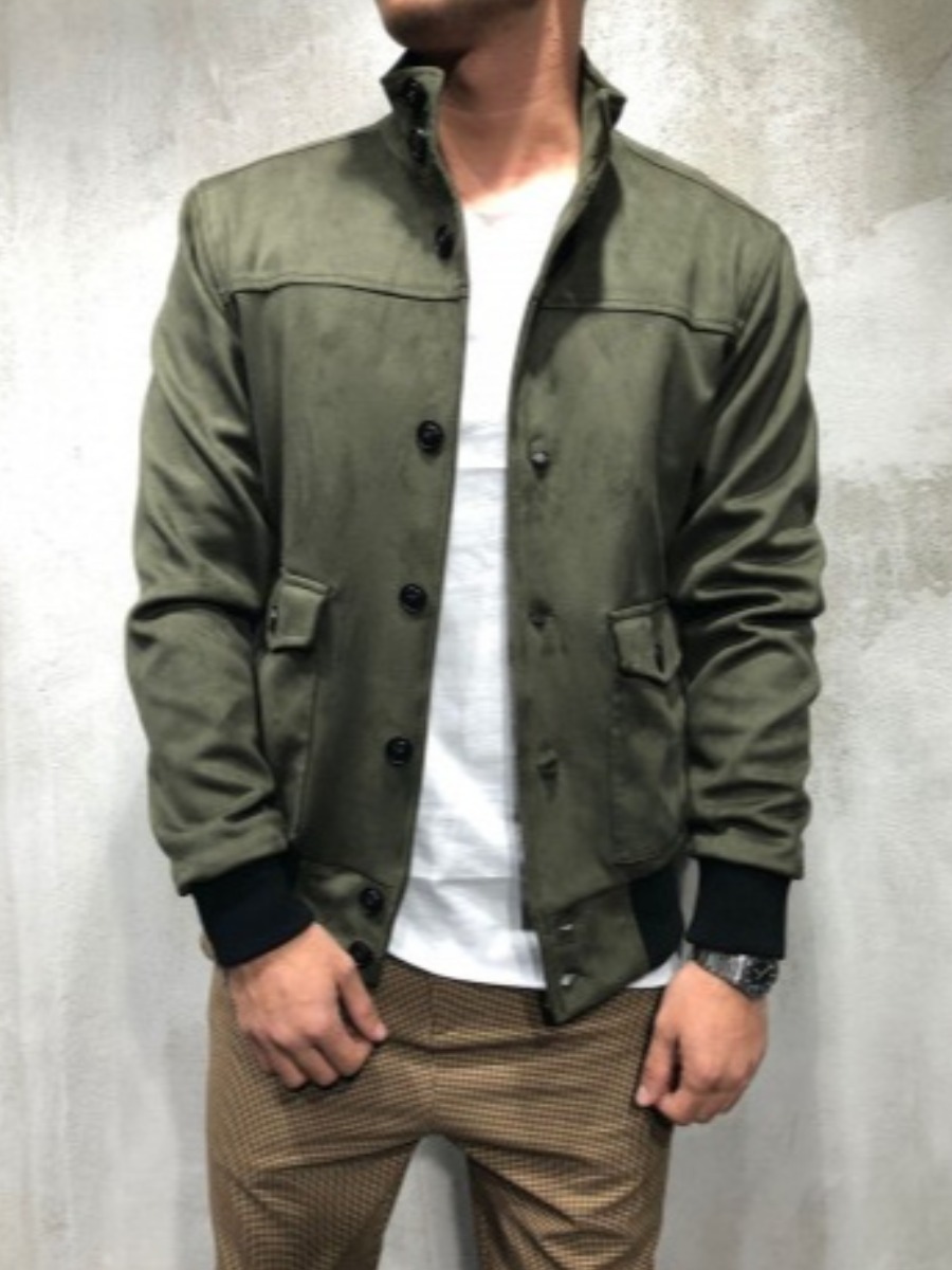 

lovely Trendy Buttons Design Army Green Men Jacket