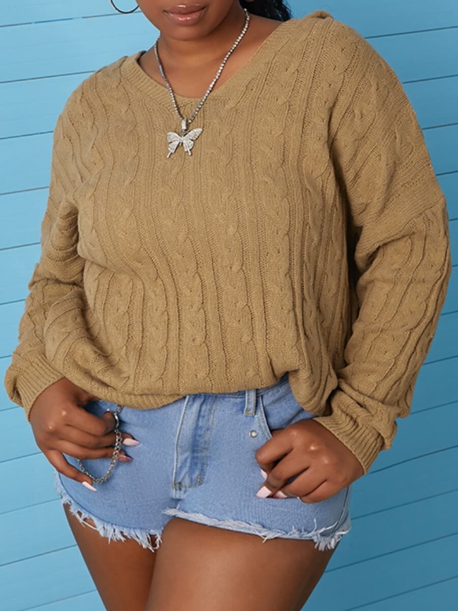

Lovely Casual Hooded Collar Basic Khaki Sweater