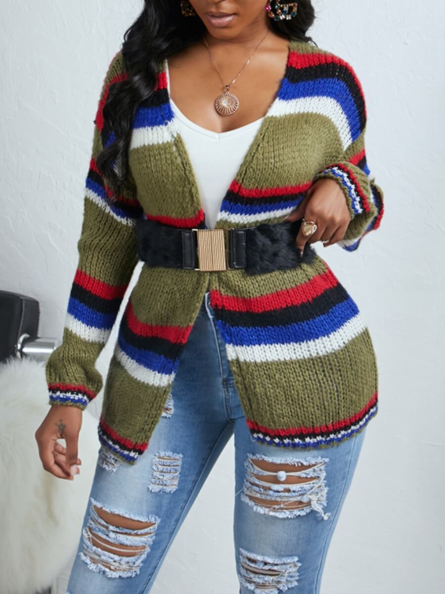 

Lovely Casual Striped Green Cardigan