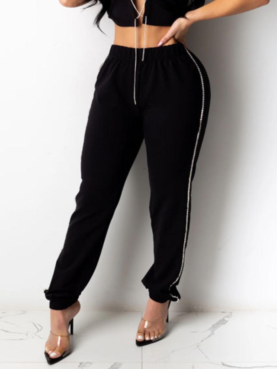 

lovely Casual Patchwork Black Pants