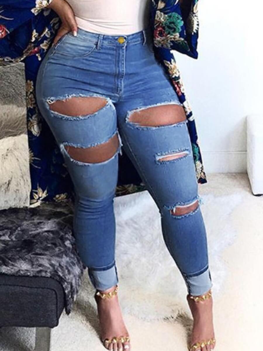 

LW Casual Broken Holes Blue Jeans