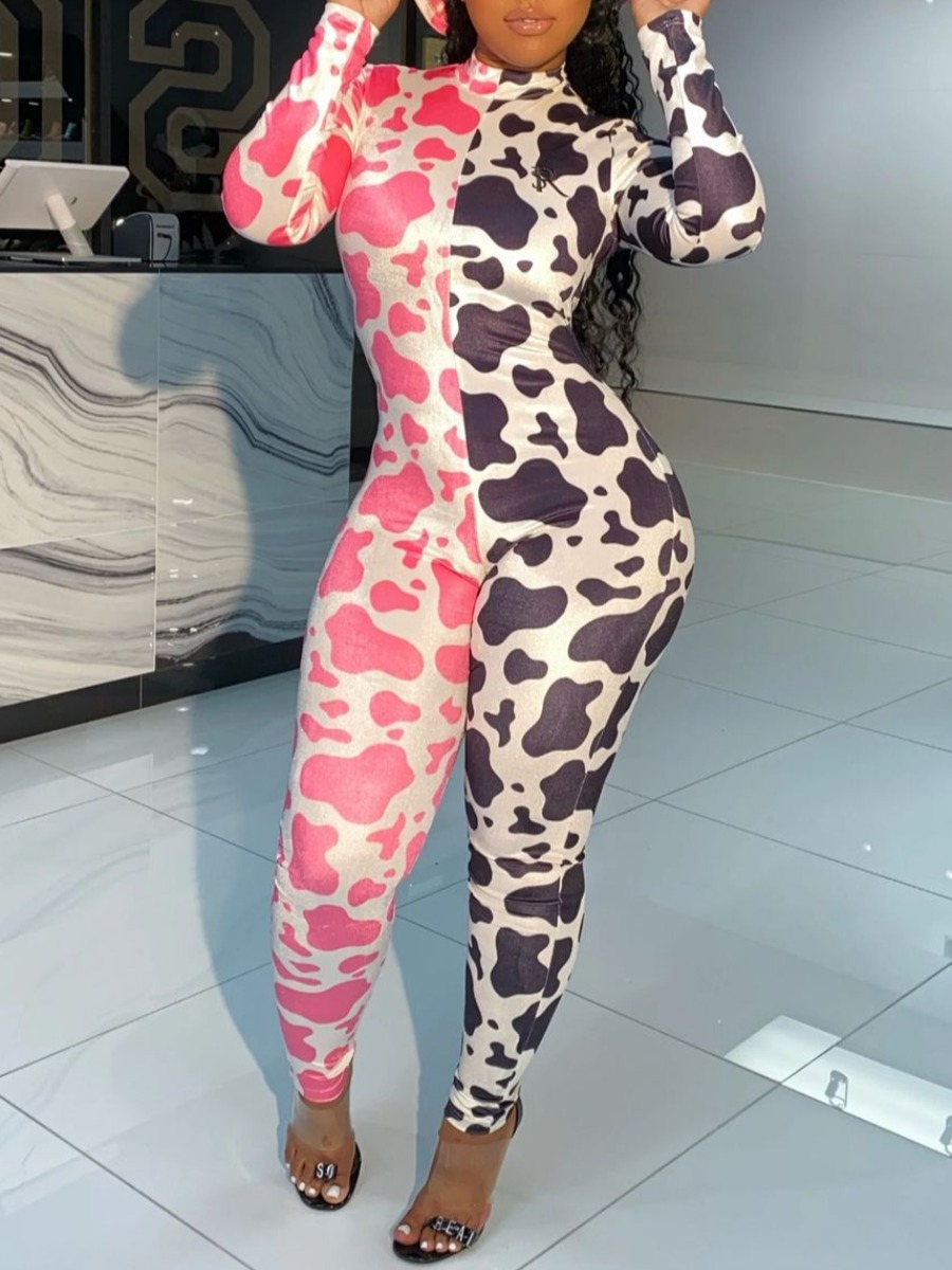 

lovely Stylish Print Patchwork Rose One-piece Jumpsuit