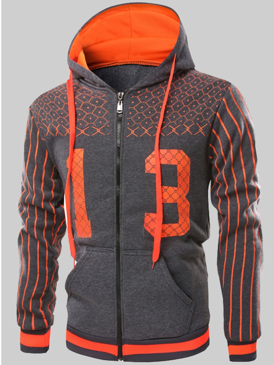 

lovely Casual Hooded Collar Patchwork Dark Grey Men Hoodie