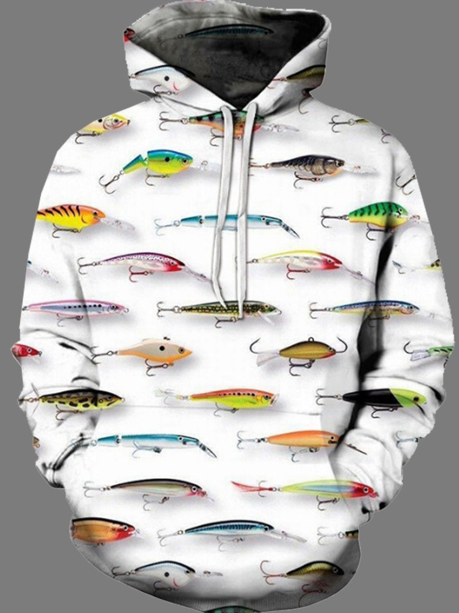 

lovely Street Hooded Collar Cartoon Print White Men Hoodie