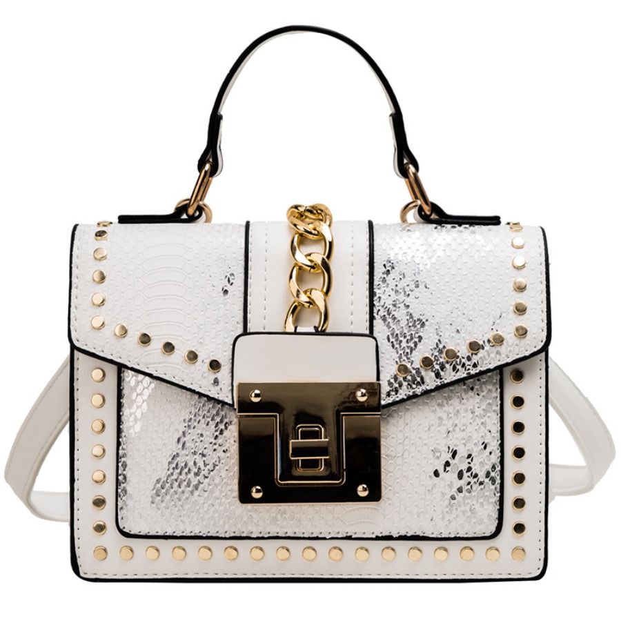 

lovely Casual Rivet Decorative White Messenger Bag