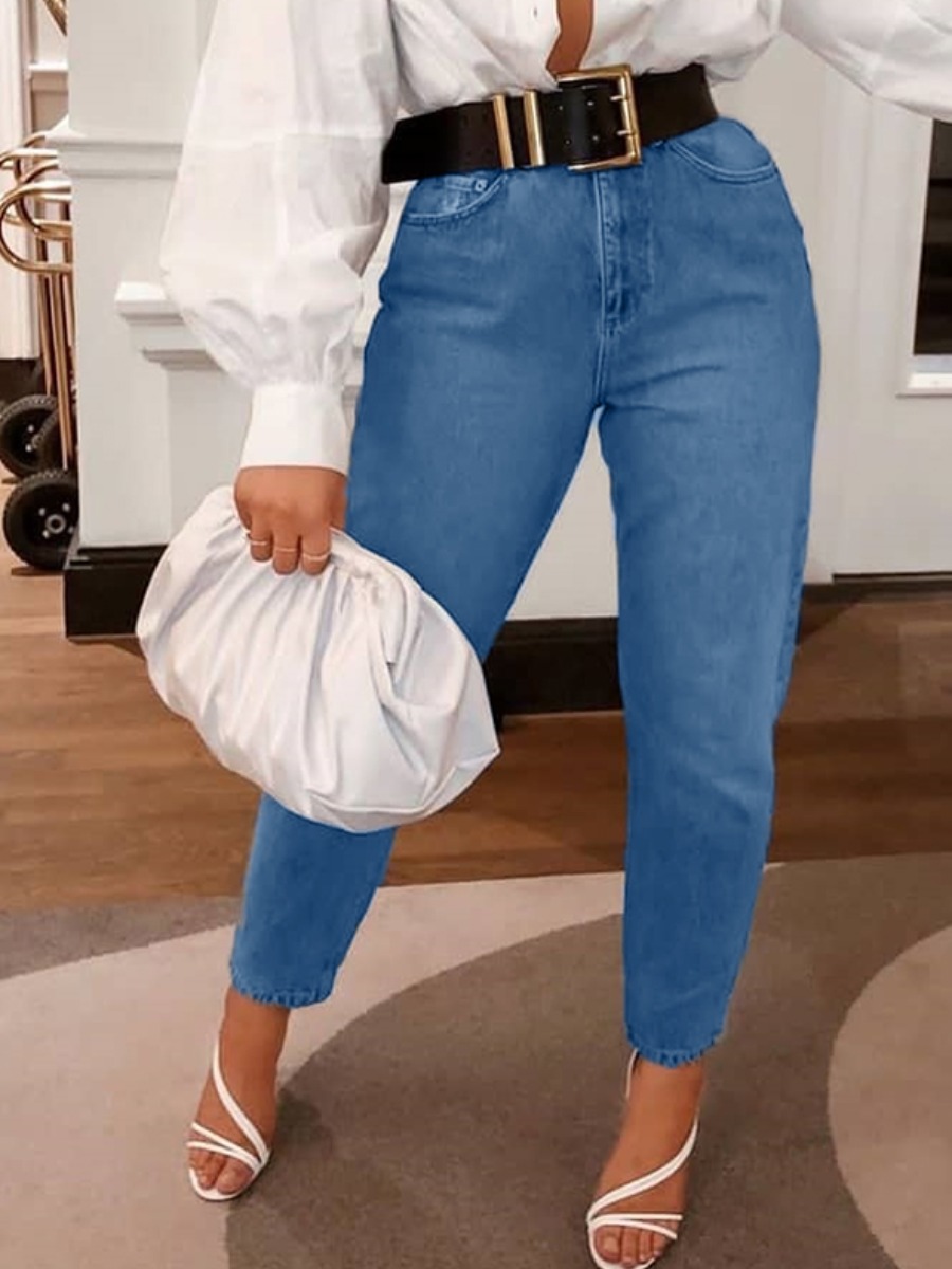 

lovely Casual Basic Baby Blue Jeans