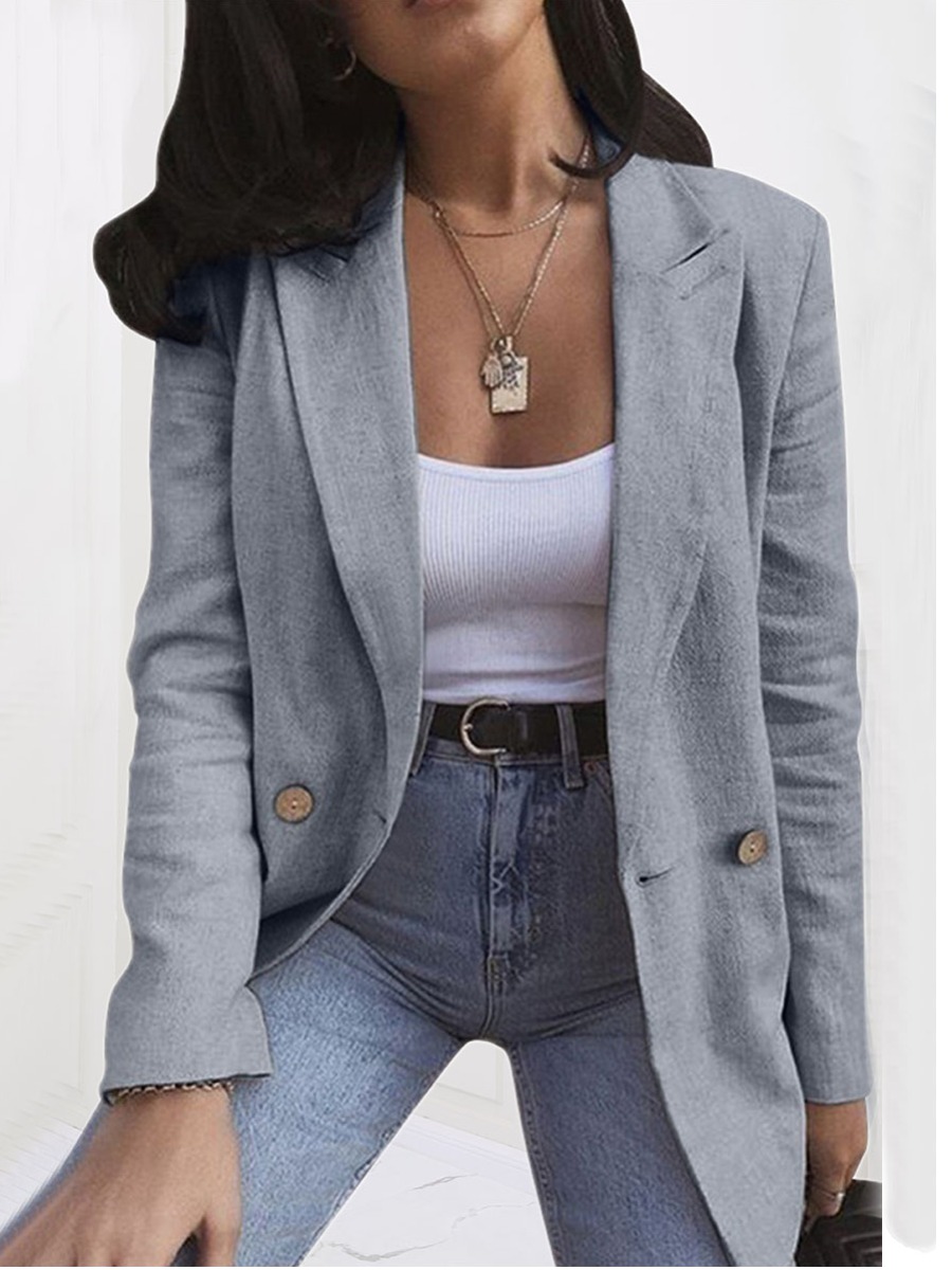 

lovely Trendy Turndown Collar Buttons Design Grey Blazer