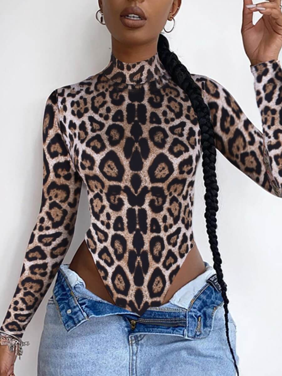

Lovely Sexy Leopard Print Skinny Bodysuit