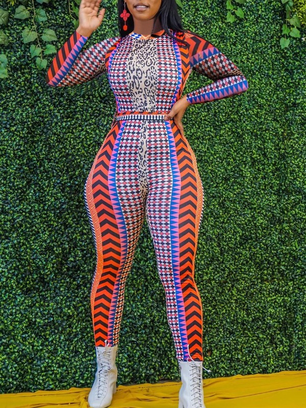 

lovely Stylish Print Skinny Jacinth One-piece Jumpsuit