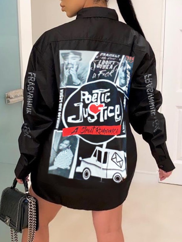 

lovely Casual Letter Print Black Mini Dress