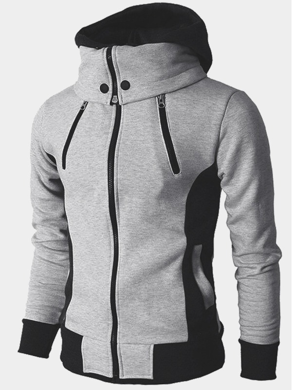 

lovely Casual Hooded Collar Patchwork Grey Men Hoodie