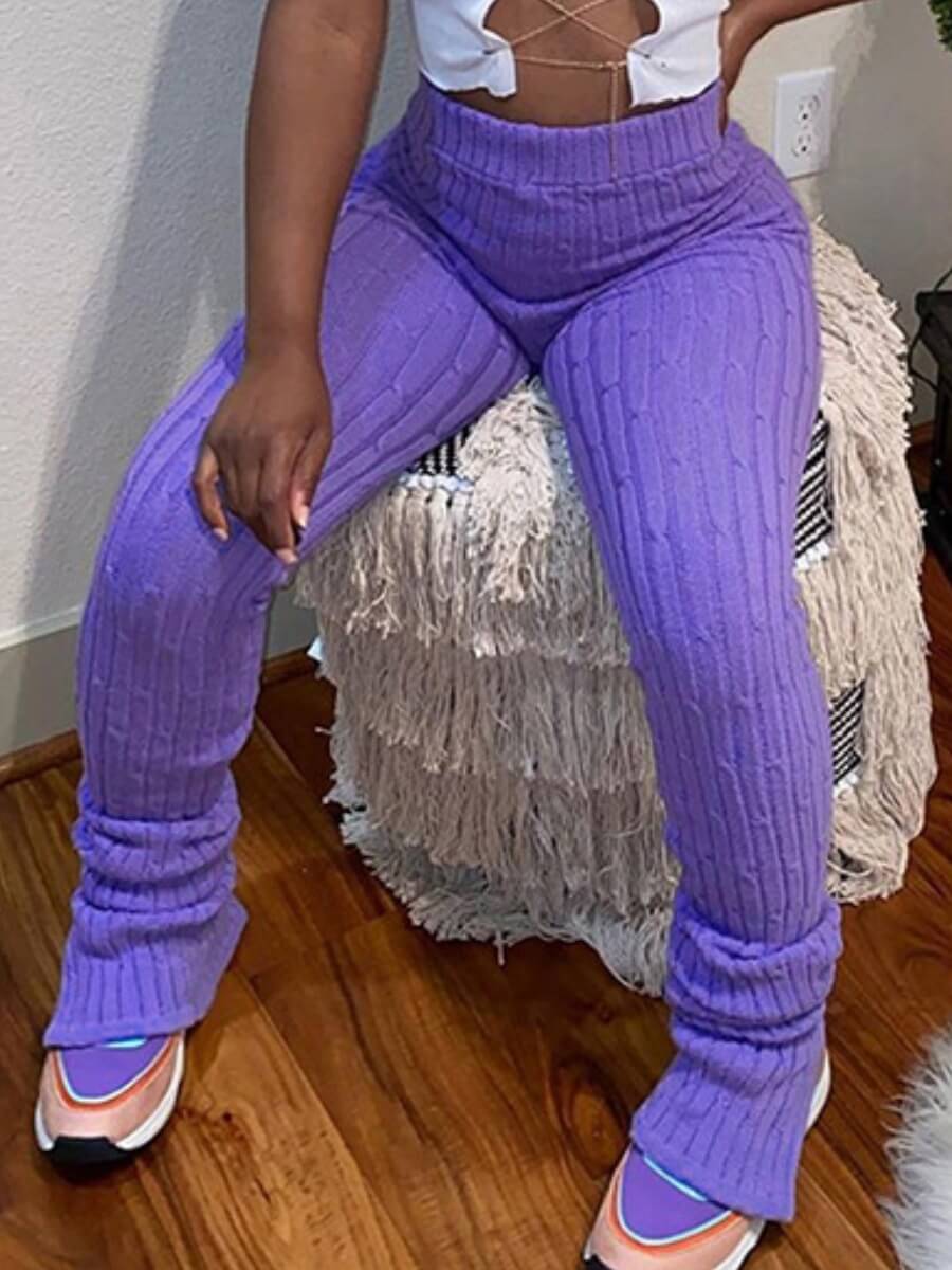 

Lovely Casual Striped Skinny Purple Pants