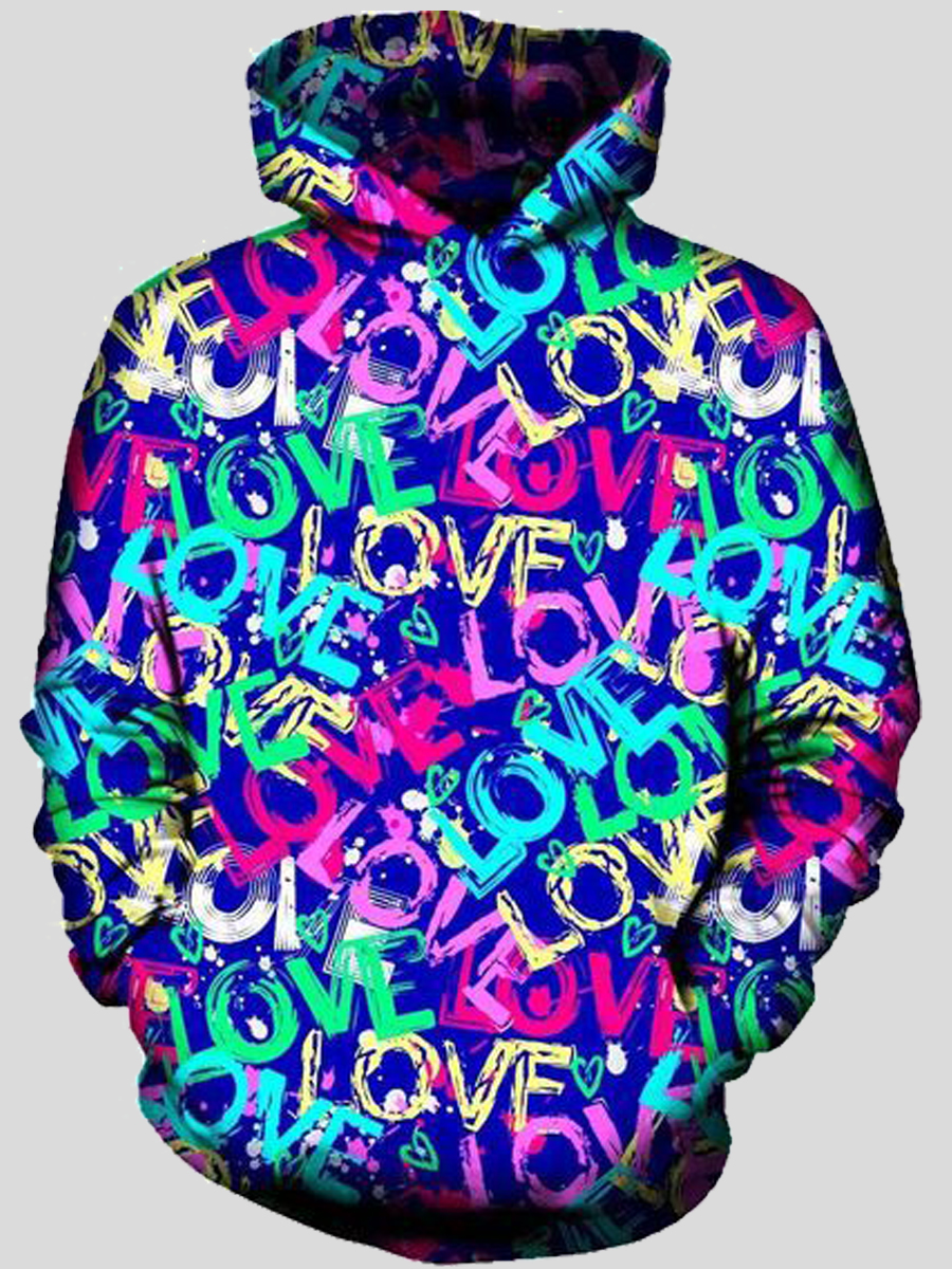 

lovely Leisure Hooded Collar Letter Print Blue Men Hoodie