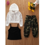 lovely Casual Hooded Collar Camo Print Girl Two-pi