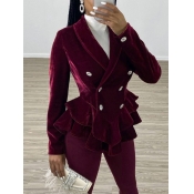 lovely Stylish Flounce Design Buttons Design Wine 