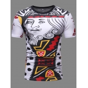 Lovely Men Casual O Neck Print White Men T-shirt