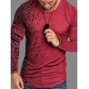 lovely Casual O Neck Print Red Men T-shirt