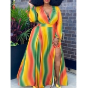 Lovely Plus Size Bohemian V Neck Tie-dye Croci Max