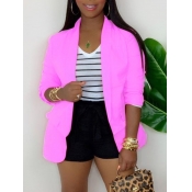 lovely Stylish Turndown Collar Basic Pink Coat