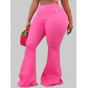 Lovely Street Zipper Design Pink Plus Size Pants