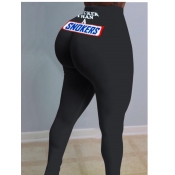 Lovely Casual Letter Print Black Pants