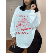 LW Casual O Neck Print White T-shirt