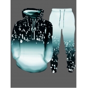 Lovely Men Sportswear Hooded Collar Gradient Print