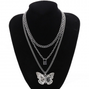lovely Stylish Butterfly Silver Necklace