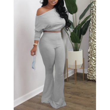 

LW Casual Flared Skinny Grey Two Piece Pants Set