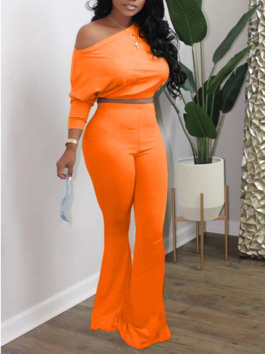 

lovely Casual Flared Skinny Croci Two Piece Pants Set