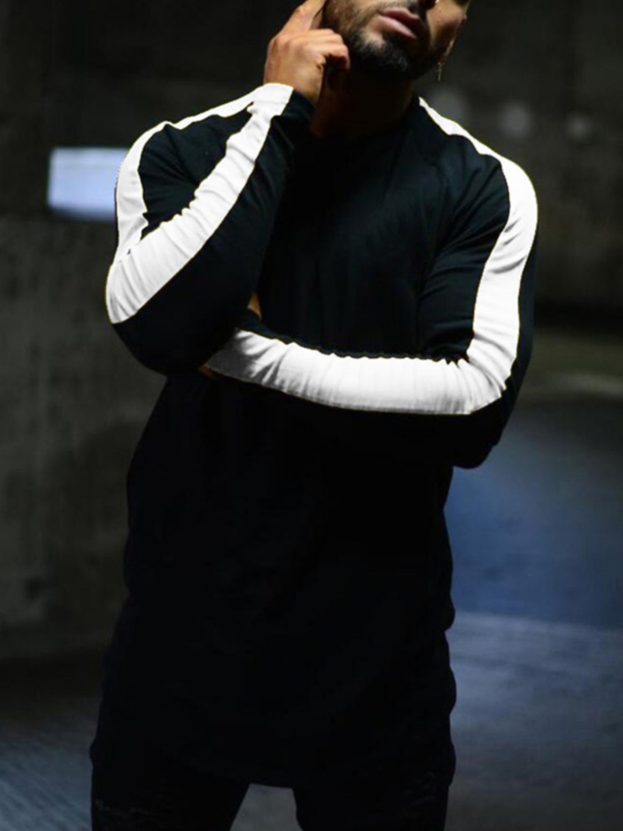 

lovely Sportswear O Neck Patchwork Black Men T-shirt