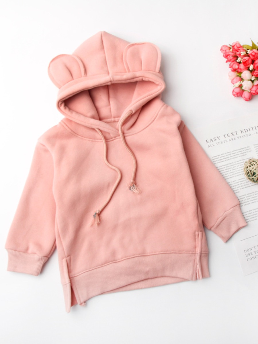 

lovely Sweet Hooded Collar Basic Pink Girl Hoodie